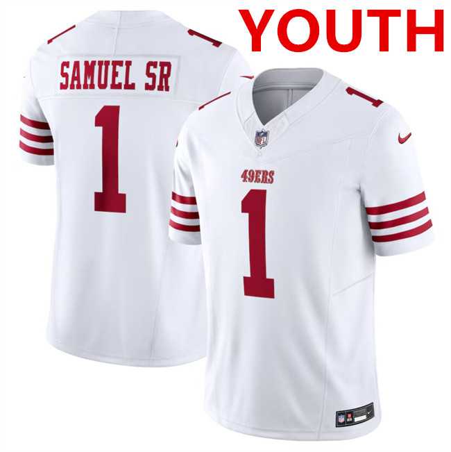 Youth San Francisco 49ers #1 Deebo Samuel White F.U.S.E. Vapor Untouchable Limited Football Stitched Jersey Dzhi->youth mlb jersey->Youth Jersey